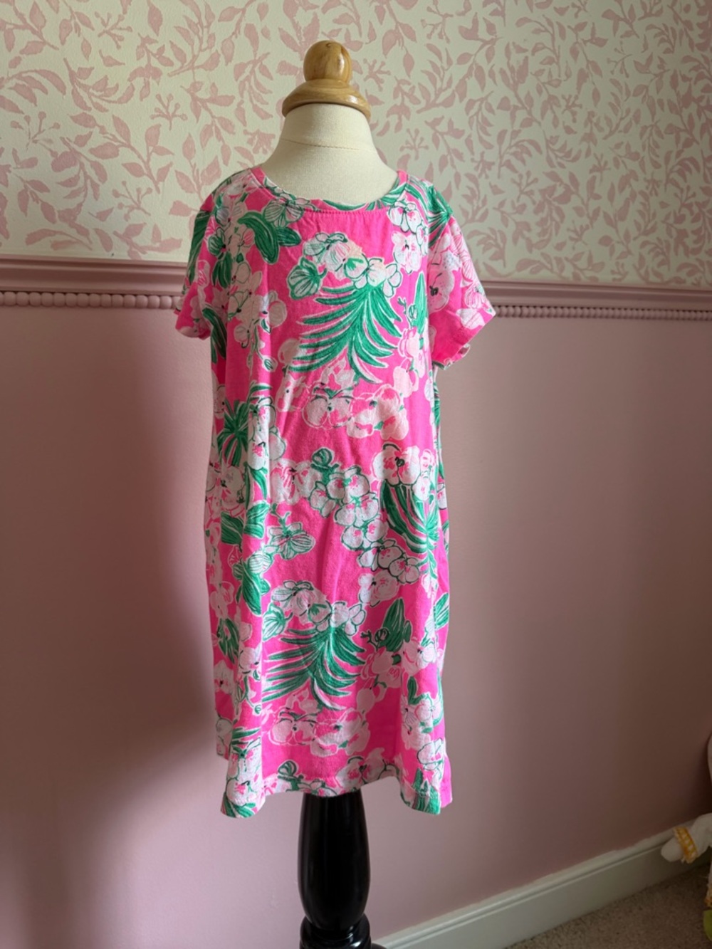 Lilly Pulitzer Pink and Green Floral Kids Casual Dress